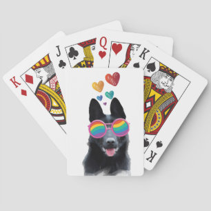 German Shepherd Dog with Hearts Valentine's Day Playing Cards