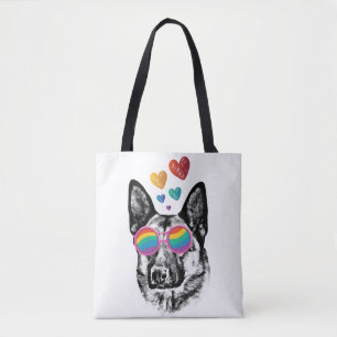 German Shepherd Dog with Hearts Valentine's Day  Tote Bag