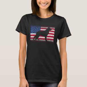 German Shepherd Dog With Usa Flag Patriotic July 4 T-Shirt