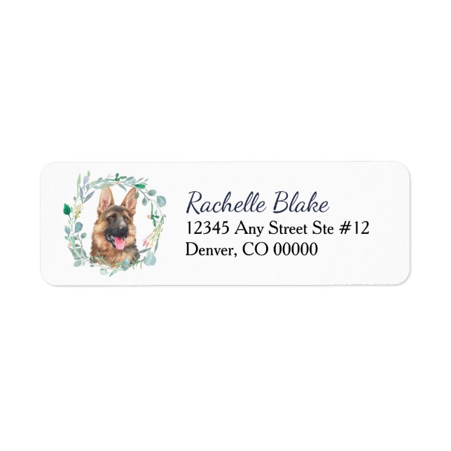 German Shepherd Dog Wreath Return Address Label (Front)