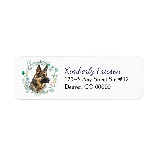 German Shepherd Dog Wreath Return Address Label (Front)