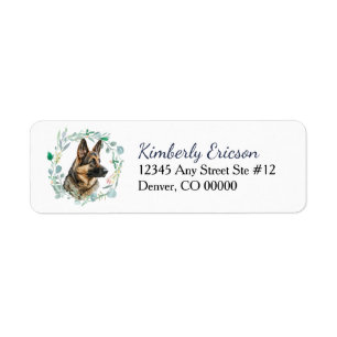 German Shepherd Dog Wreath Return Address Return Address Label