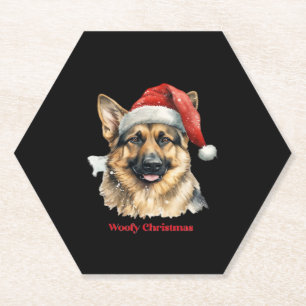 German Shepherd Dog Xmas Christmas Gift Ideas Woof Paper Coaster