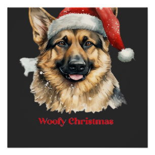 German Shepherd Dog Xmas Christmas Gift Ideas Woof Poster