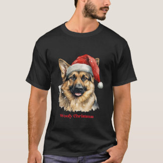 German Shepherd Dog Xmas Christmas Gift Ideas Woof T-Shirt