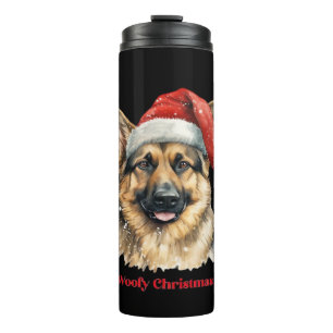 German Shepherd Dog Xmas Christmas Gift Ideas Woof Thermal Tumbler