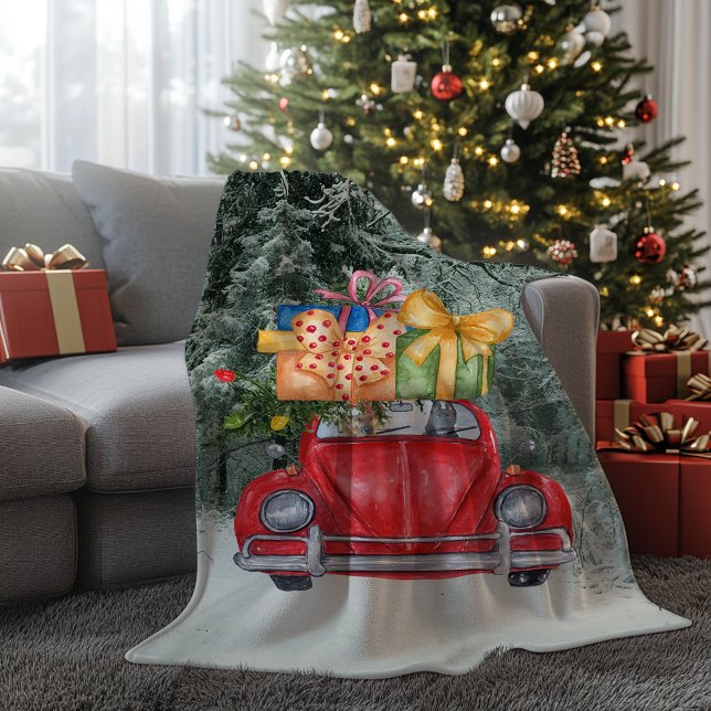 German Shepherd Dogs Christmas Driving it Home Fleece Blanket (German Shepherd Dogs Christmas Driving it Home Fleece Blanket)