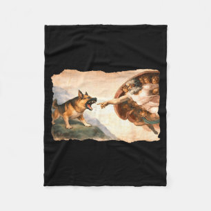 German shepherd dogs god god's hand parody divine fleece blanket
