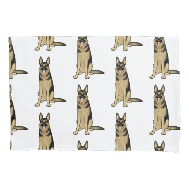German Shepherd Dogs Pattern | Fun Pet Art Pillowcase (Front)