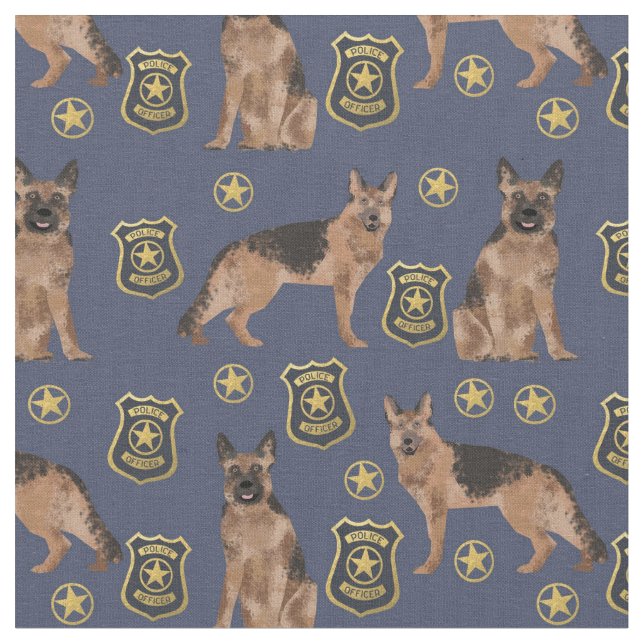 German Shepherd dogs police navy blue Fabric (Close Up)