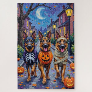 German Shepherd Dogs Trick-or-Treating Halloween Jigsaw Puzzle