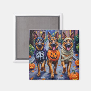 German Shepherd Dogs Trick-or-Treating Halloween Magnet