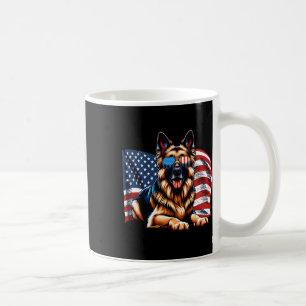 German Shepherd Dogs Usa Flag Patriotic Sungles Fr Coffee Mug