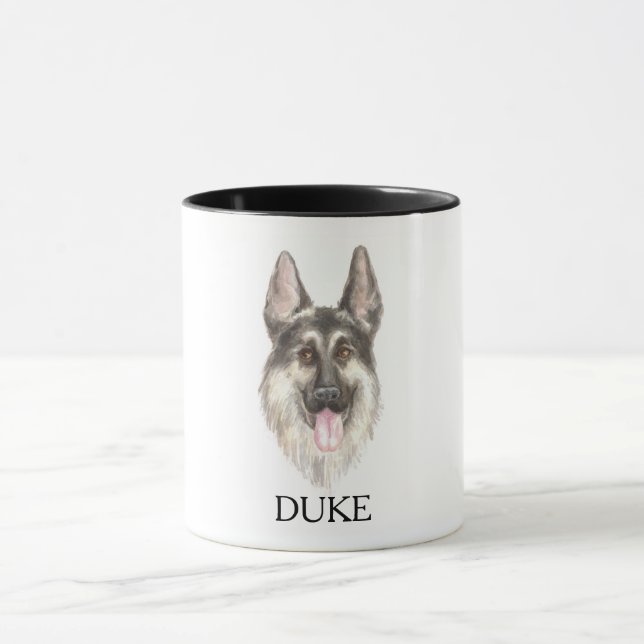 German Shepherd Drawing Personalised Mug (Center)