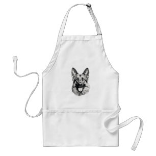 German Shepherd Drawing Portrait Apron Dog Lover