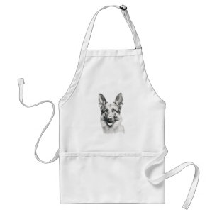 German Shepherd Drawing Portrait Apron Dog Lover