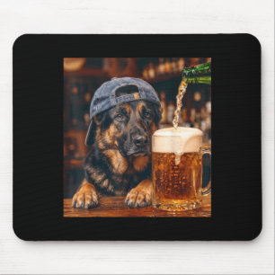 German Shepherd Drinking Beer Funny Dog Meme Mouse Pad