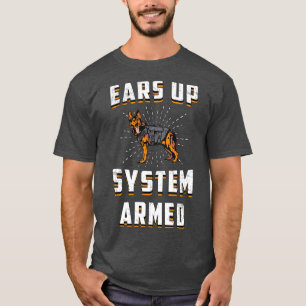 German Shepherd Ears Up System Armed Dog Vintage  T-Shirt