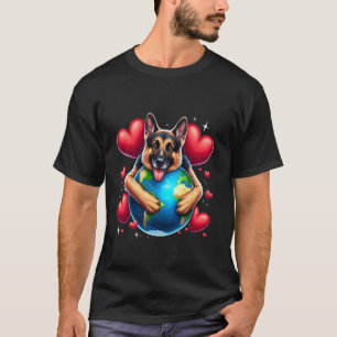 German Shepherd Earth Day Hug Love Dog Owner Plane T-Shirt