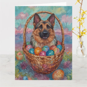 German Shepherd Easter Eggs Card