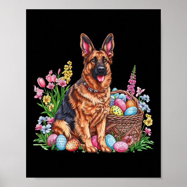 German Shepherd Easter German Shepherd Eggs Artwor Poster (Front)