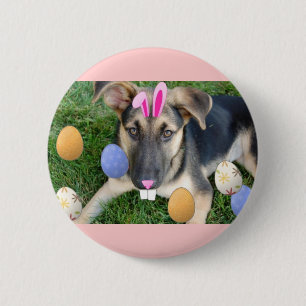German Shepherd Easter Puppy 6 Cm Round Badge