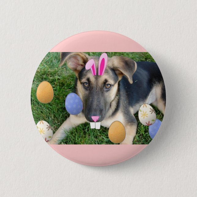 German Shepherd Easter Puppy 6 Cm Round Badge (Front)