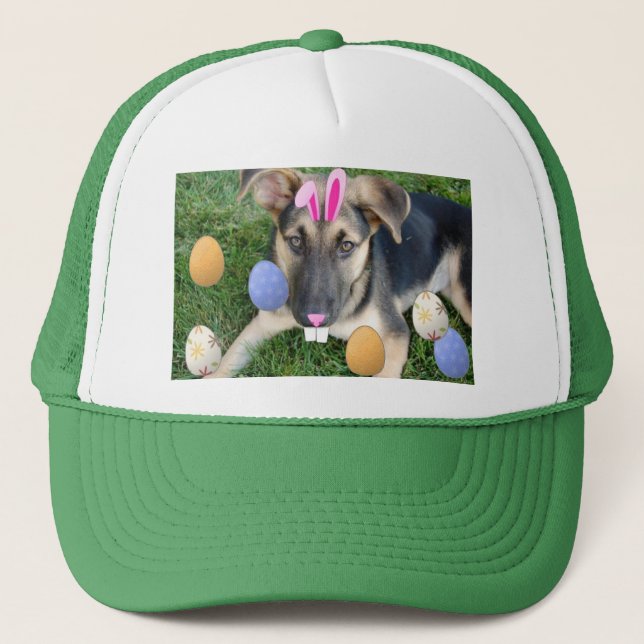 German Shepherd Easter Puppy Trucker Hat (Front)