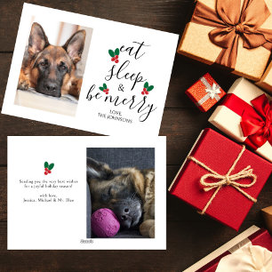 German Shepherd Eat Sleep Be Merry Photo Christmas Holiday Card