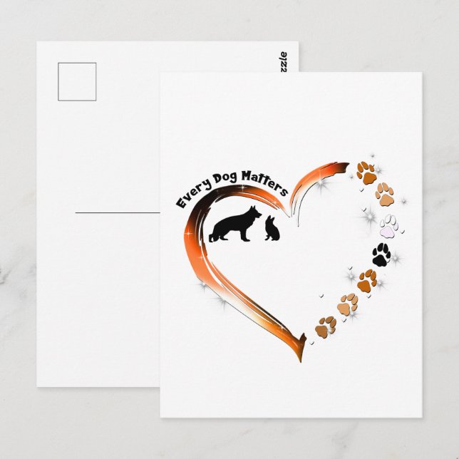 German Shepherd Every Dog Matters Heart Pet Paws Postcard (Front/Back)
