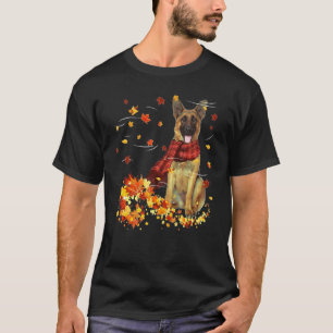 German Shepherd Fall Scarf - Dogs Autumn Leaves T-Shirt