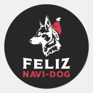 German Shepherd Feliz Navi-Dog Dogs Vintage Funny Classic Round Sticker