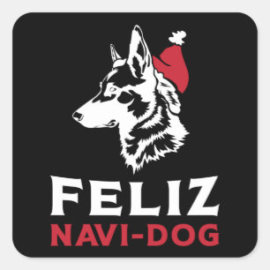 German Shepherd Feliz Navi-Dog Dogs Vintage Funny Square Sticker