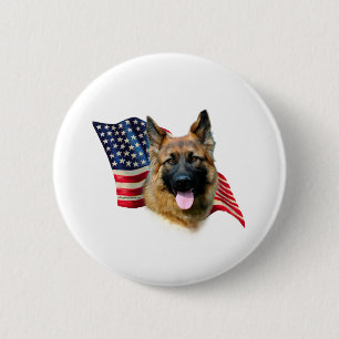 German Shepherd Flag 6 Cm Round Badge