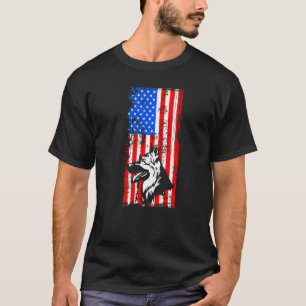 German Shepherd Flag July 4th Dog T-Shirt