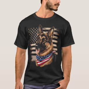 German Shepherd Flag Patriotic Dog Lover Canine US T-Shirt