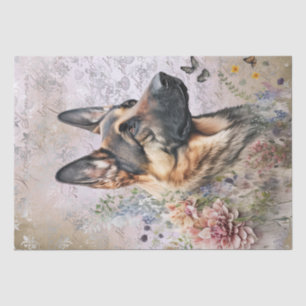 German Shepherd Floral Dog Tissue Paper