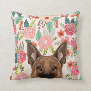 German Shepherd florals pillow