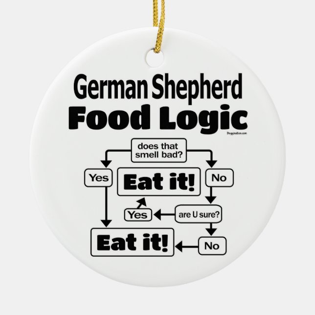 German Shepherd Food Logic Ceramic Ornament (Front)