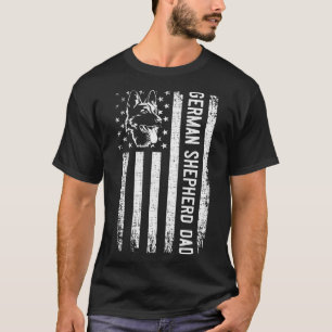 German Shepherd for Men Dog Dad Shepherd US Flag T-Shirt