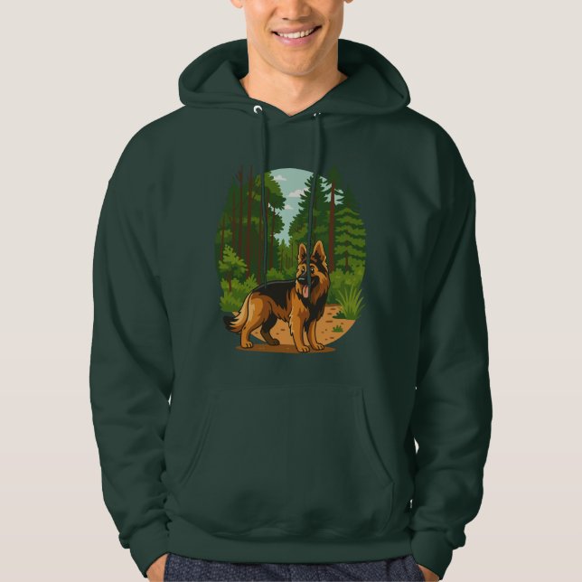 German Shepherd Forest Adventure Dog  Hoodie (Front)