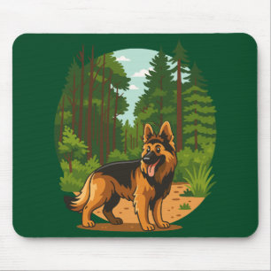 German Shepherd Forest Adventure Dog Mouse Pad