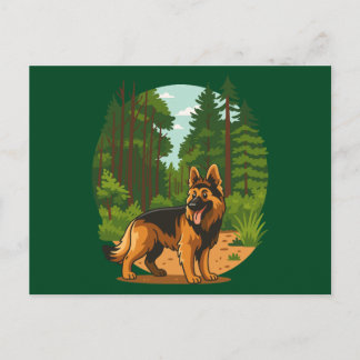 German Shepherd Forest Adventure Dog  Postcard