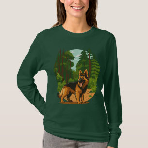 German Shepherd Forest Adventure Dog  T-Shirt