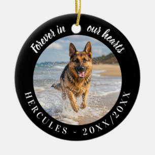 German Shepherd Forever In Our Hearts Black Ceramic Ornament