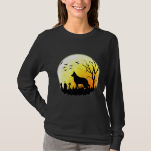 German Shepherd Full Moon Halloween Dog T-Shirt