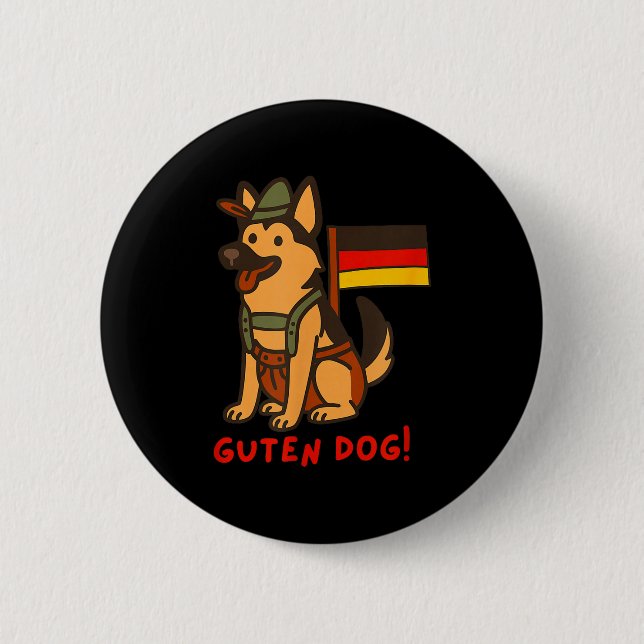German Shepherd Funny Beer Festival Guten Dog  6 Cm Round Badge (Front)