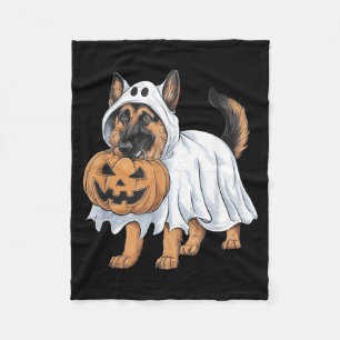 German Shepherd Ghost Dog Halloween Fleece Blanket