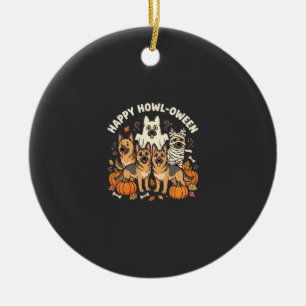 German Shepherd Ghost Halloween Howl-Oween Design_ Ceramic Ornament