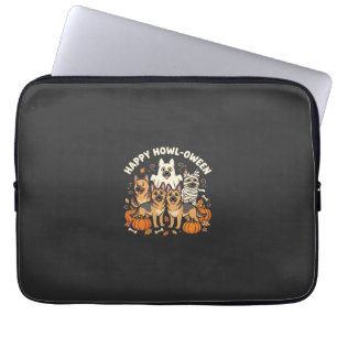 German Shepherd Ghost Halloween Howl-Oween Design_ Laptop Sleeve